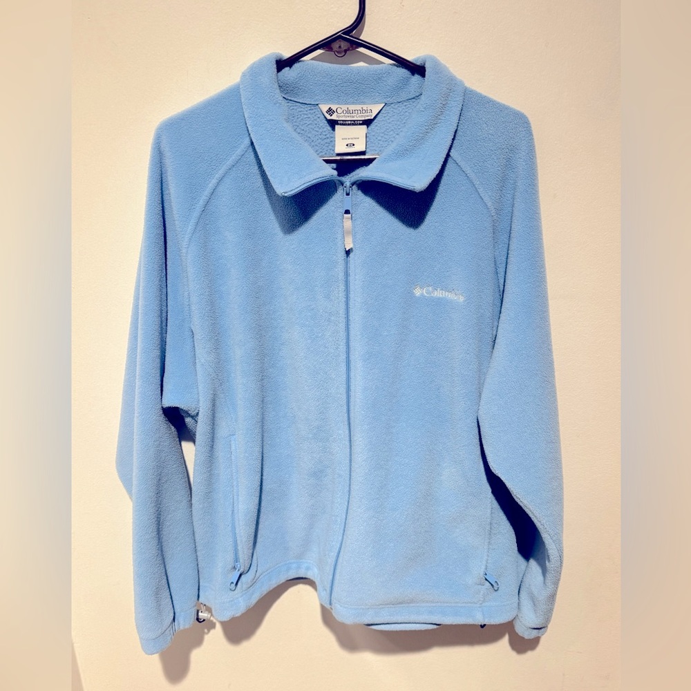 Women’s Columbia Full Zip Powder Blue Fleece Sweater XXL